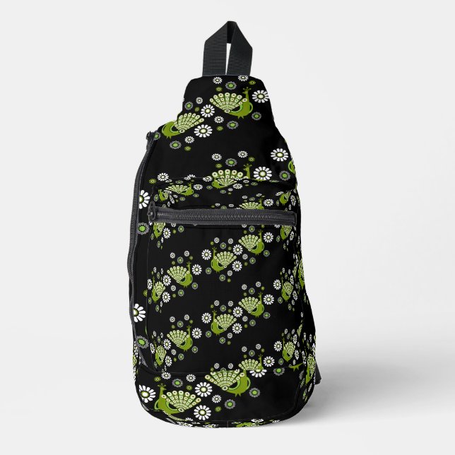  Pheasants Peacock Art Sling Bag (Front)