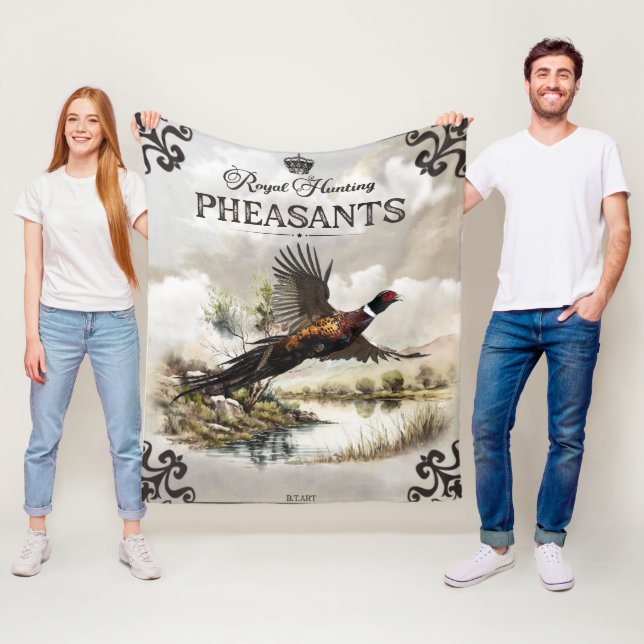 Pheasants, Royal Hunting Fleece Blanket (In Situ)