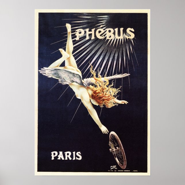 PHEBUS CYCLES 1896 Paris Old French Art Nouveau Poster (Front)