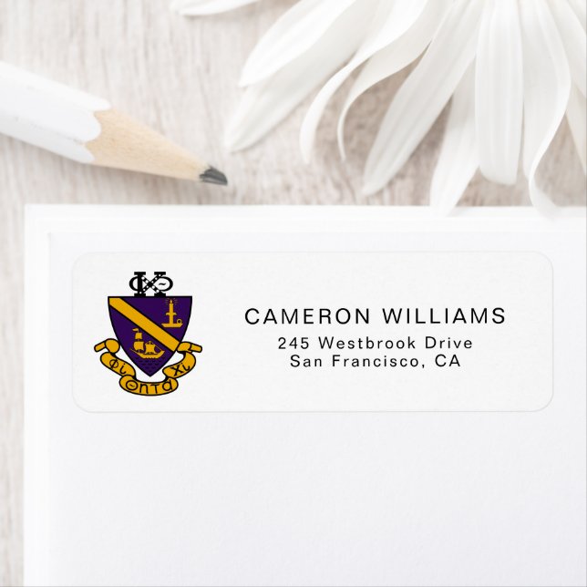 Phi Chi Theta | Colour Crest Return Address Label (Insitu)