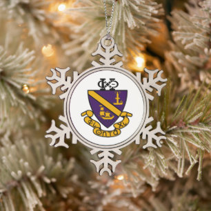 Phi Chi Theta Colour Crest Snowflake Pewter Christmas Ornament