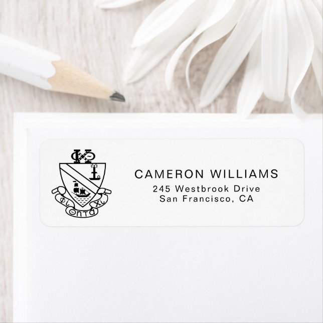 Phi Chi Theta Crest | B&W Return Address Label (Insitu)