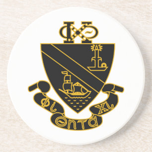 Phi Chi Theta Crest Gold and Black Coaster