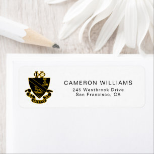 Phi Chi Theta Crest Gold and Black Return Address Label