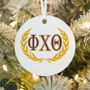 Phi Chi Theta Greek with Wreath Metal Tree Decoration