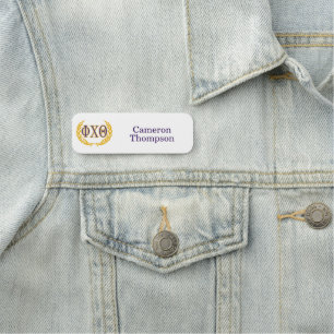 Phi Chi Theta Greek with Wreath Name Tag