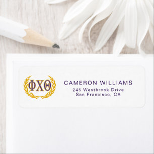 Phi Chi Theta Greek with Wreath Return Address Label
