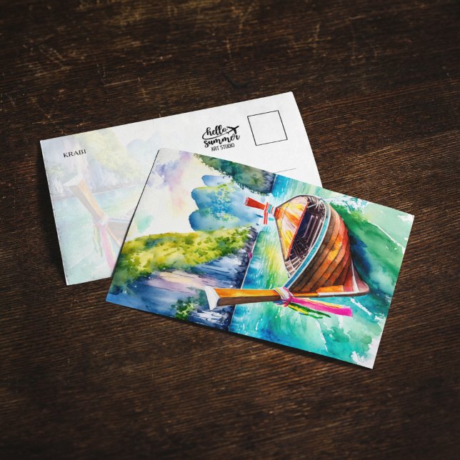 Phi Phi Islands Krabi Thailand Watercolor Postcard (Creator Uploaded)