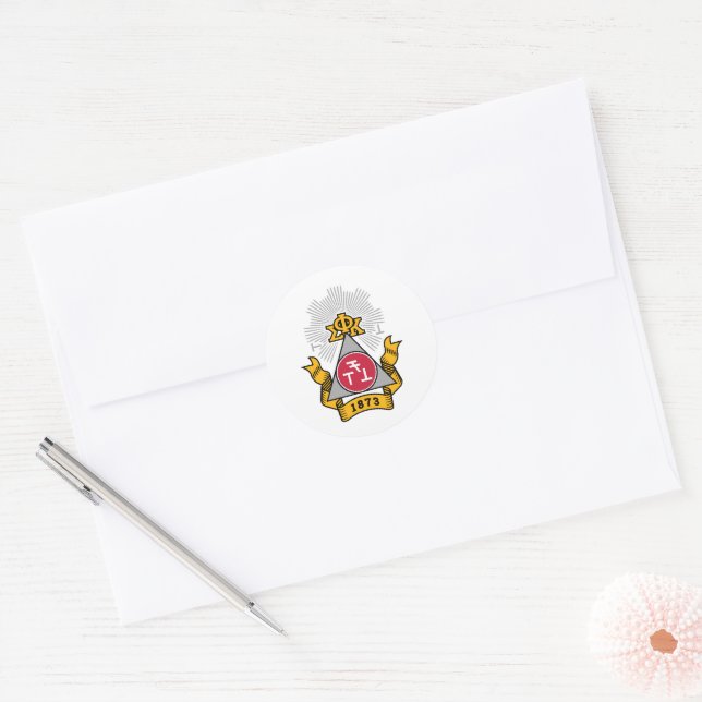 Phi Sigma Kappa Crest Classic Round Sticker (Envelope)