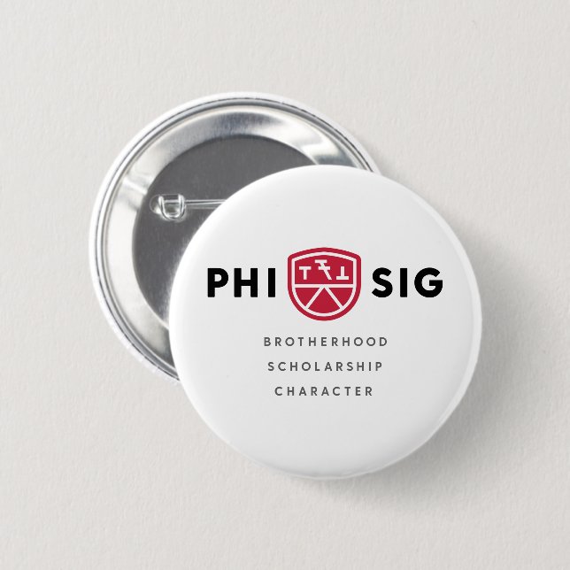 Phi Sigma Kappa Principles 6 Cm Round Badge (Front & Back)