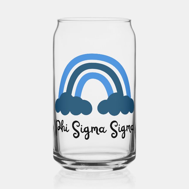 Phi Sigma Sigma Blue Monochrome Rainbow Can Glass (Back)