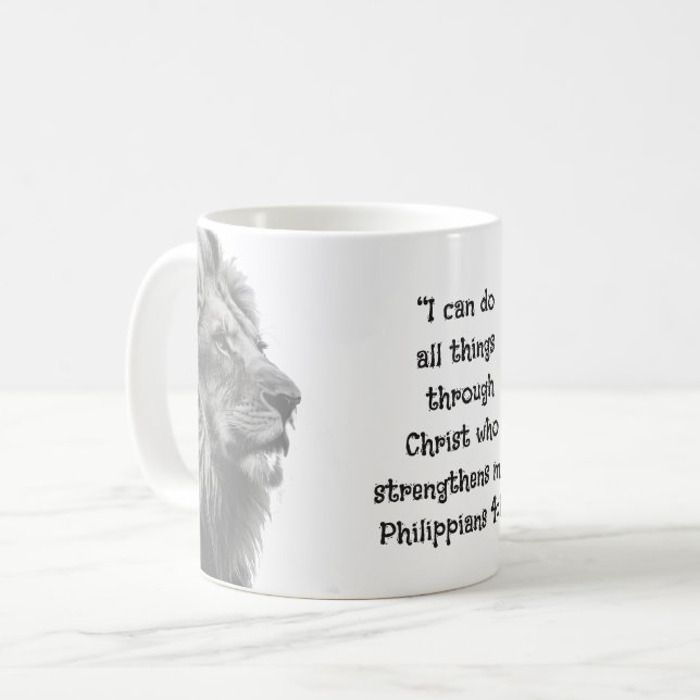 Phil 4:13 Inspirational Bible Scripture Motivation Coffee Mug (Front Left)