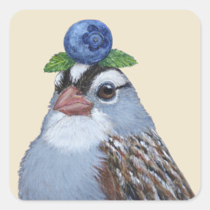 Phil the white crowned sparrow card square sticker
