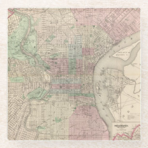 Philadelphia 3 glass coaster