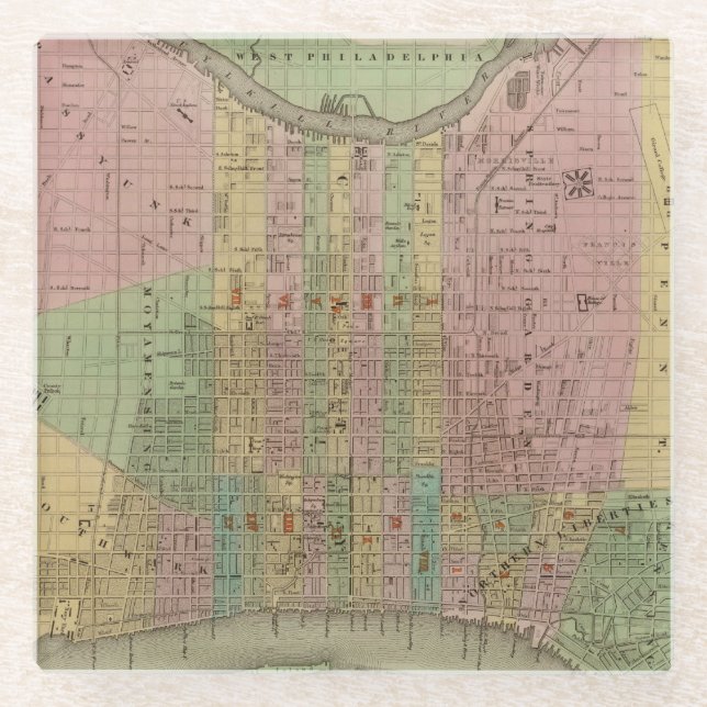 Philadelphia 6 glass coaster (Front)