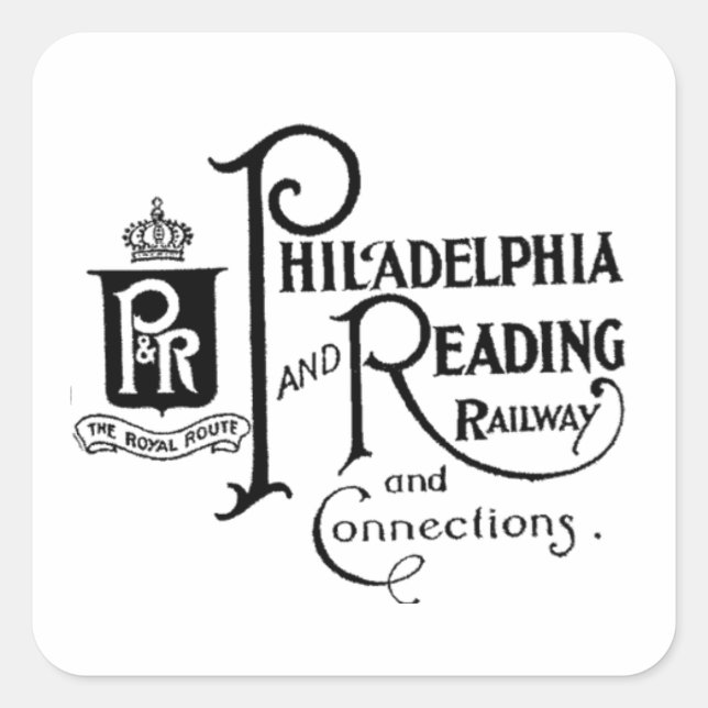 Philadelphia and Reading Railroad Logo    Square Sticker (Front)