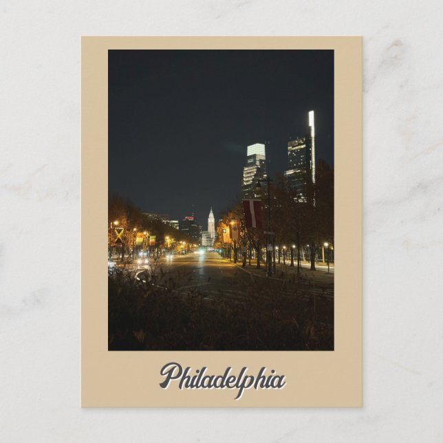 Philadelphia at Night Postcard (Front)