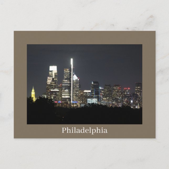 Philadelphia at Night Postcard (Front)