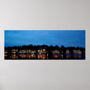Philadelphia - Boat House Row nightlight panoramic Poster
