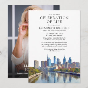 Philadelphia Celebration Of Life Funeral Memorial Invitation
