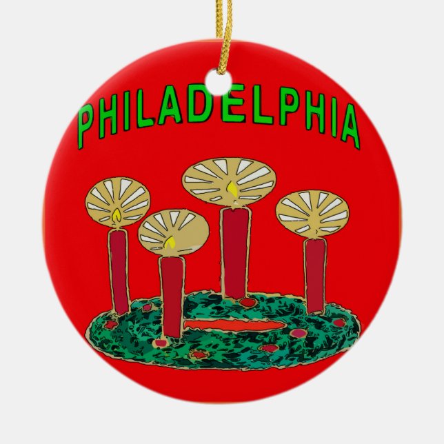 Philadelphia Christmas Tree Ceramic Tree Decoration (Front)