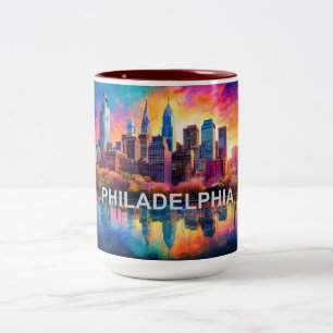 Philadelphia City Of Brotherly Love  Two-Tone Coffee Mug