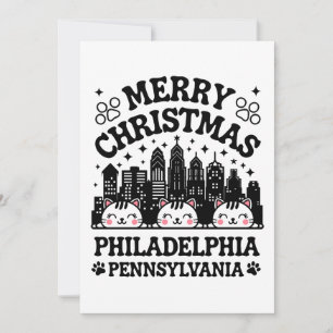 Philadelphia City Pennsylvania Merry Christmas Cat Invitation