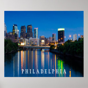 Philadelphia City Skyline at Night Poster