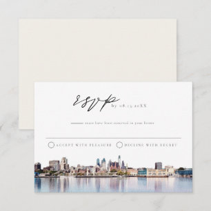 PHILADELPHIA City Skyline Watercolor RSVP Postcard