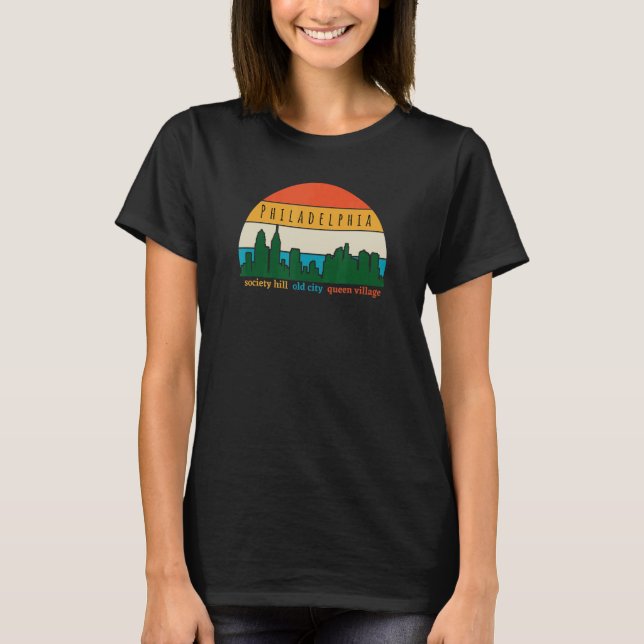 Philadelphia Cityscape Sunset Old City Philly Neig T-Shirt (Front)