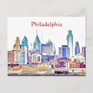 Philadelphia Colour Sketch Postcard