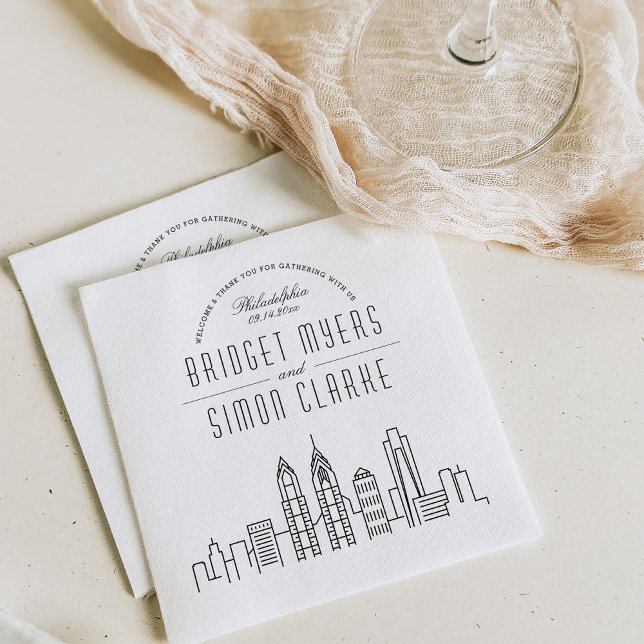 Philadelphia Deco Skyline | Wedding Event Napkins (Creator Uploaded)