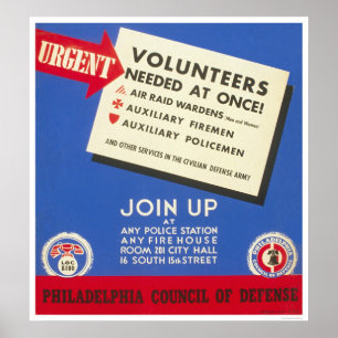 Philadelphia Defence - volunteers needed - WPA Poster