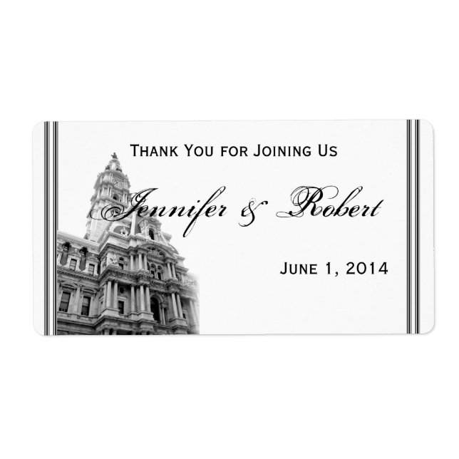 Philadelphia Destination Water Bottle Label (Front)