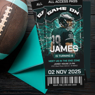 Philadelphia  Green Football Birthday Invitation