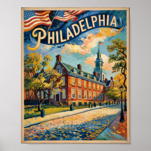 Philadelphia Independence Hall Van Gogh Painting Poster