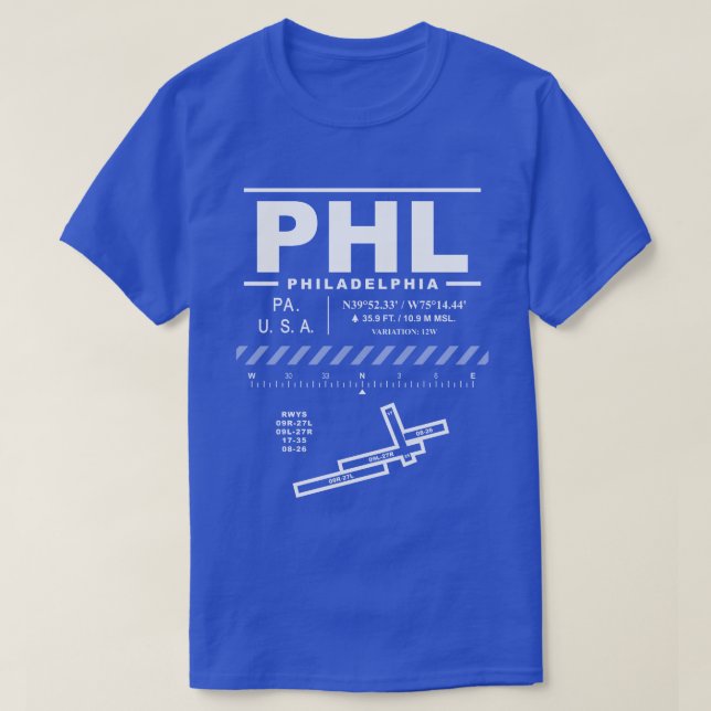 Philadelphia International Airport PHL T-Shirt (Design Front)