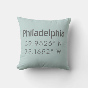 Philadelphia Longitude Latitude Throw Pillow