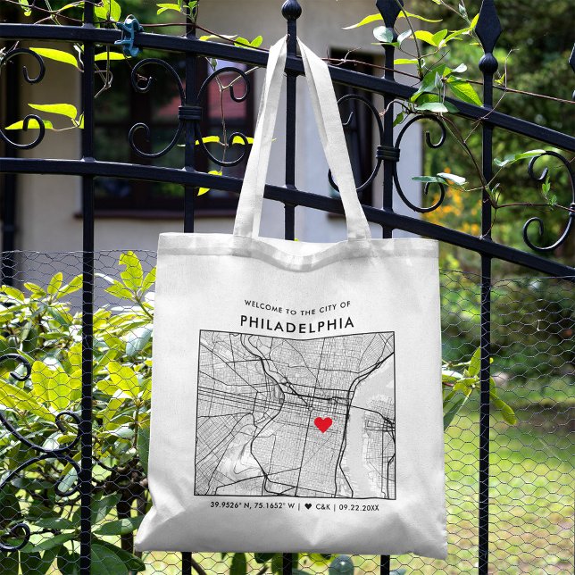 Philadelphia Love Locator | City Map Welcome Tote Bag (Creator Uploaded)