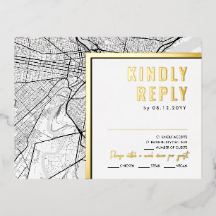 Philadelphia Love Locator   RSVP Reply Foil Invitation Postcard