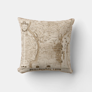 Philadelphia Map 1875, Replica Cushion