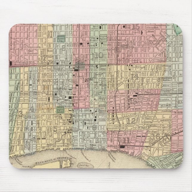 Philadelphia Map by Mitchell Mouse Pad (Front)