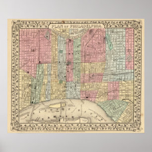 Philadelphia Map by Mitchell Poster