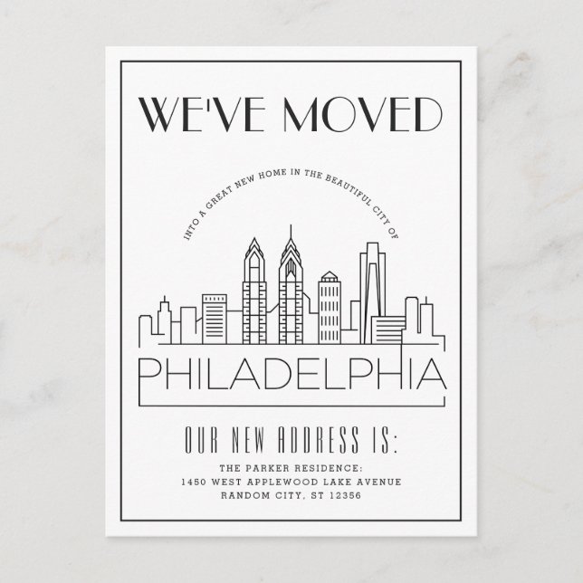 Philadelphia Modern Deco | Change of Address Announcement Postcard (Front)