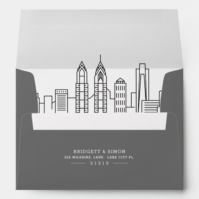 Philadelphia Modern Deco | Skyline Reveal Envelope (Back (Bottom))