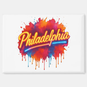 Philadelphia Neon Street Art – Bold Colourful Magnet