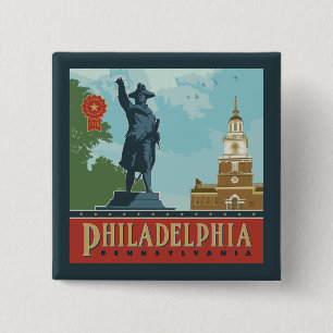 Philadelphia, PA   Independence Hall 15 Cm Square Badge