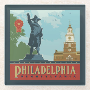 Philadelphia, PA Independence Hall Glass Coaster