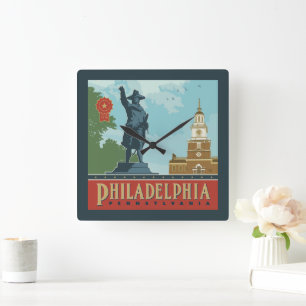 Philadelphia, PA Independence Hall Square Wall Clock