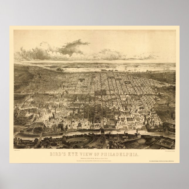 Philadelphia, PA Panoramic Map - 1857 Poster (Front)